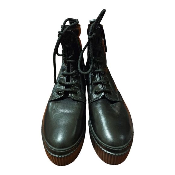 AGL Chunky Platform Black Leather Lace-up Boots Women’s - Size 40/10 - Picture 3 of 10
